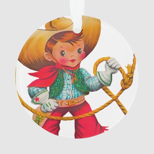 Cowboy Retro Boy Child Cute Western Ornament (achterkant)