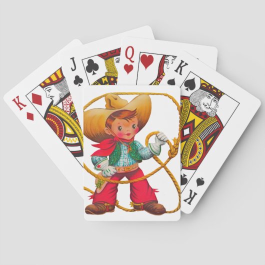 Cowboy Retro Boy Child Cute Western Pokerkaarten (Achterkant)
