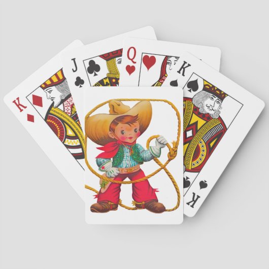 Cowboy Retro Boy Child Cute Western Pokerkaarten (Achterkant)