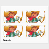 Cowboy Retro Boy Child Cute Western Rechthoekige Sticker (Vel)