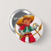 Cowboy Retro Boy Child Cute Western Ronde Button 5,7 Cm (Voorkant /achterkant)