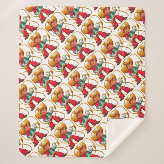 Cowboy Retro Boy Child Cute Western Sherpa Deken (Voorkant)