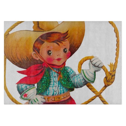Cowboy Retro Boy Child Cute Western Snijplank (Voorkant)