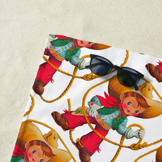 Cowboy Retro Boy Child Cute Western Strandlaken (In situ)