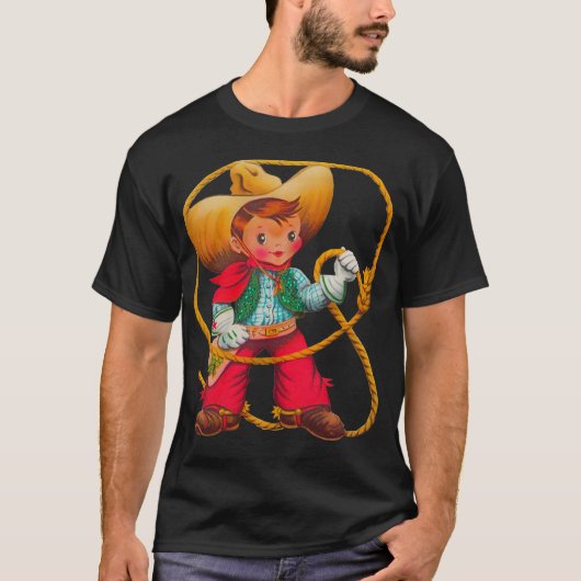 Cowboy Retro Boy Child Cute Western T-shirt (Voorkant)