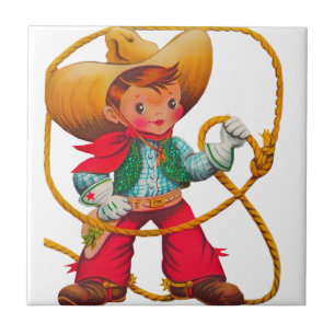 Cowboy Retro Boy Child Cute Western Tegeltje