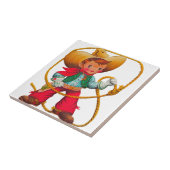Cowboy Retro Boy Child Cute Western Tegeltje (Zijkant)