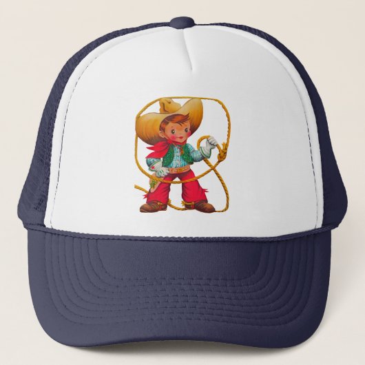 Cowboy Retro Boy Child Cute Western Trucker Pet (Voorkant)