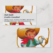 Cowboy Retro Boy Child Cute Western Visitekaartje (Voorkant / Achterkant)