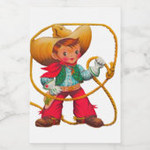 Cowboy Retro Boy Child Cute Western Voedselcontainer Etiket (Enkel label)
