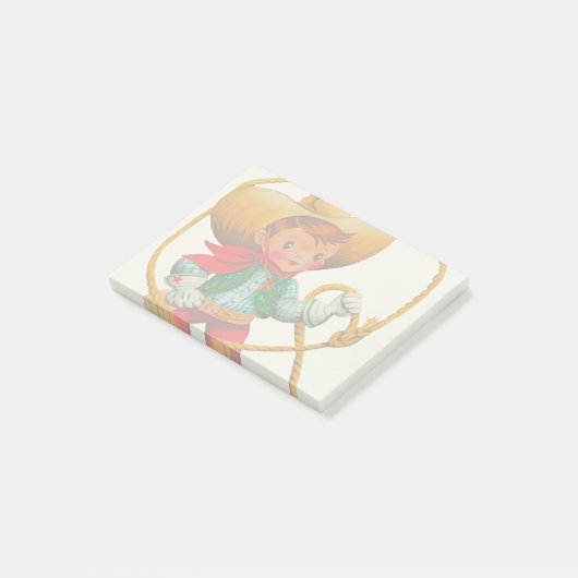 Cowboy Retro Jongen Kind Schattig Westers Post-it® Notes (Schuin)