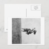 Cowboy Rides Bronco Rising on its Hing Legs Briefkaart (Voorkant / Achterkant)