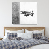 Cowboy Rides Bronco Rising on its Hing Legs Canvas Afdruk (Insitu (Slaapkamer))