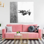 Cowboy Rides Bronco Rising on its Hing Legs Canvas Afdruk (Insitu (Woonkamer))