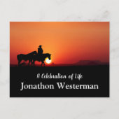 Cowboy Rides Horse bij Sunset Celebration of Life  Briefkaart (Voorkant)