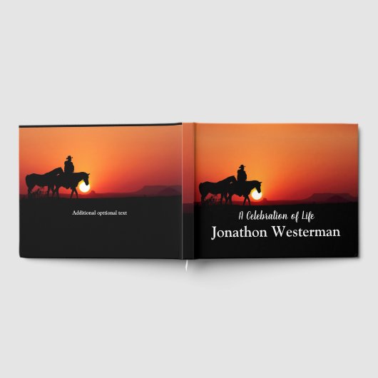 Cowboy Rides Horse bij Sunset Celebration of Life Gastenboek (Volledig)