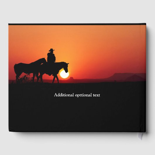 Cowboy Rides Horse bij Sunset Celebration of Life Gastenboek (Achterkant)