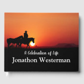 Cowboy Rides Horse bij Sunset Celebration of Life Gastenboek (Voorkant)
