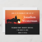 Cowboy Rides Horse bij Sunset Celebration of Life  Kaart (Achterkant)