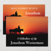 Cowboy Rides Horse bij Sunset Celebration of Life  Kaart (Voorkant / Achterkant)