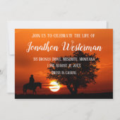 Cowboy Rides Horse bij zonnige viering van het lev Kaart (Achterkant)