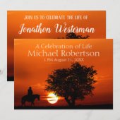 Cowboy Rides Horse bij zonnige viering van het lev Kaart (Voorkant / Achterkant)