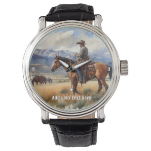 Cowboy Riding a Bay Horse Horloge