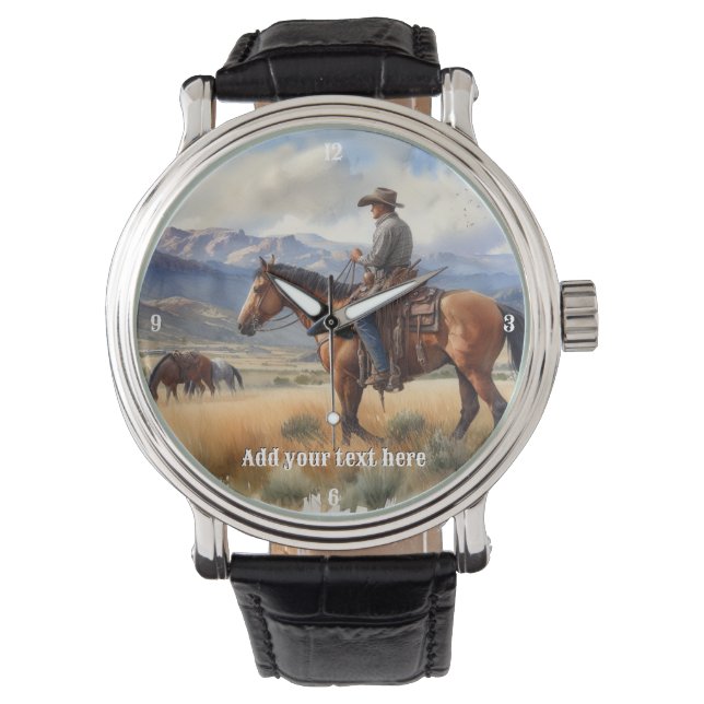 Cowboy Riding a Bay Horse Horloge (Voorkant)