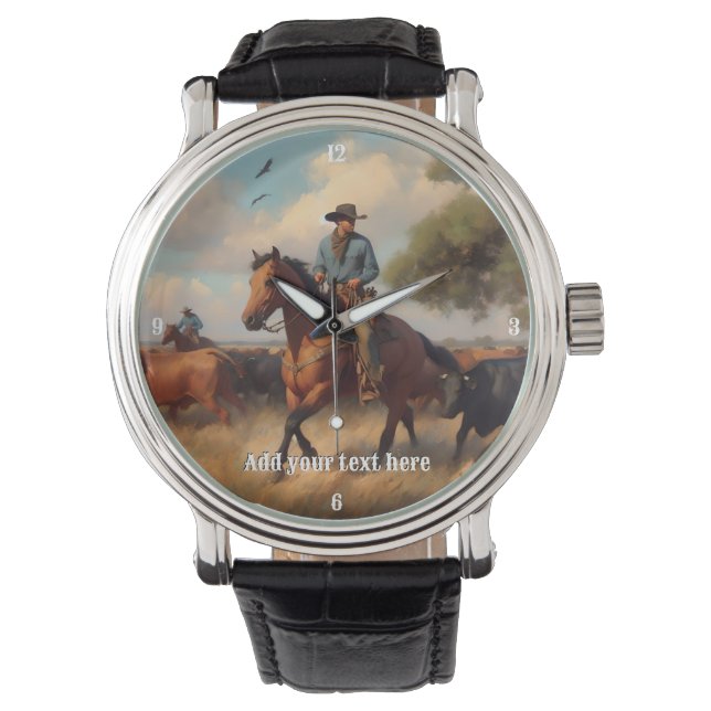 Cowboy Riding a Bay Horse Horloge (Voorkant)