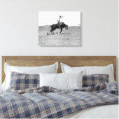 Cowboy Riding a Bucking Bull Canvas Afdruk (Insitu (Slaapkamer))
