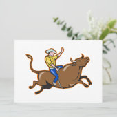 Cowboy Riding a Bull Invitation Kaart (Staand voorkant)