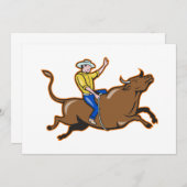 Cowboy Riding a Bull Invitation Kaart (Voorkant / Achterkant)