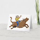 Cowboy Riding A Bull Wenskaarten Kaart