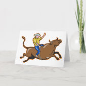 Cowboy Riding A Bull Wenskaarten Kaart (Voorkant)