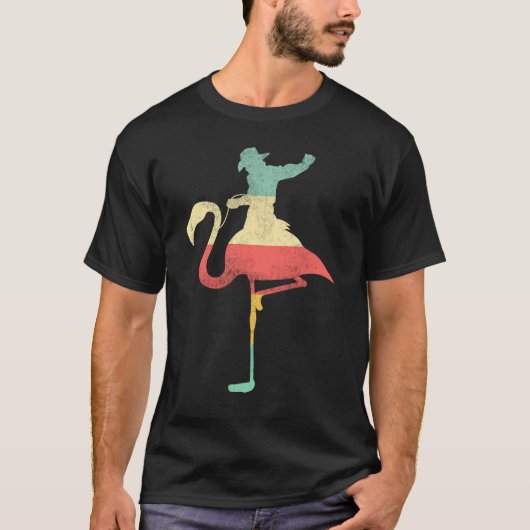 Cowboy Riding a Flamingo Distress T-shirt (Voorkant)