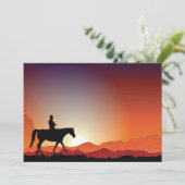 Cowboy Riding A Horse Invitations Kaart (Staand voorkant)