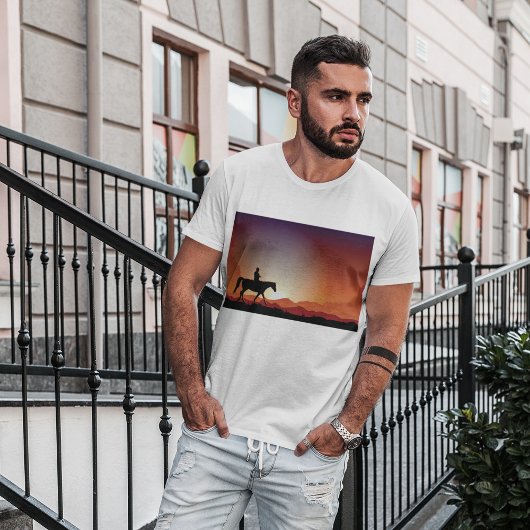 Cowboy Riding A Horse Mannen T-Shirt