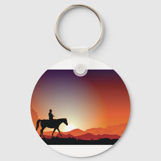 Cowboy Riding A Horse Sleutelhanger (Voorkant)