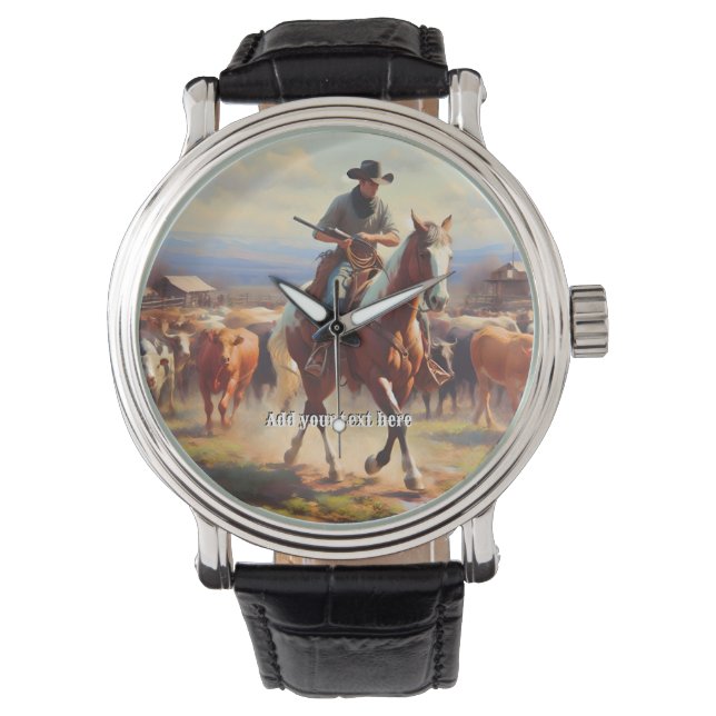 Cowboy Riding a Paint Horse Horloge (Voorkant)