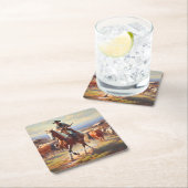 Cowboy Riding a Paint Horse Kartonnen Onderzetters (Insitu)