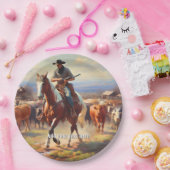Cowboy Riding a Paint Horse Papieren Bordje (Feest)