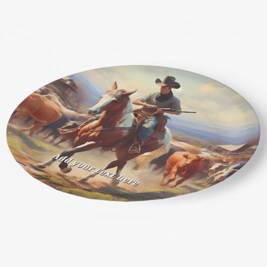 Cowboy Riding a Paint Horse Papieren Bordje (Gekanteld)