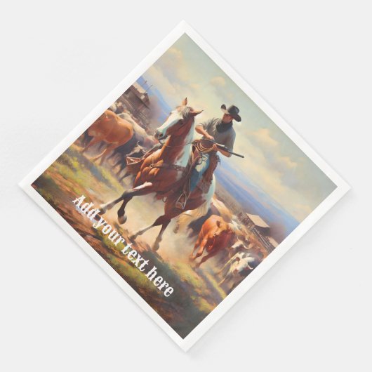 Cowboy Riding a Paint Horse Servet (Hoek)