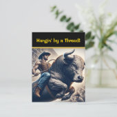 Cowboy Riding Bull in Arena Briefkaart (Staand voorkant)