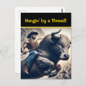 Cowboy Riding Bull in Arena Briefkaart (Voorkant / Achterkant)