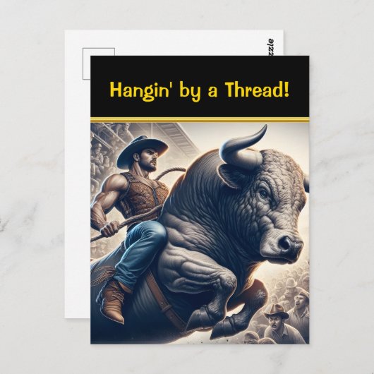 Cowboy Riding Bull in Arena Briefkaart (Voorkant / Achterkant)