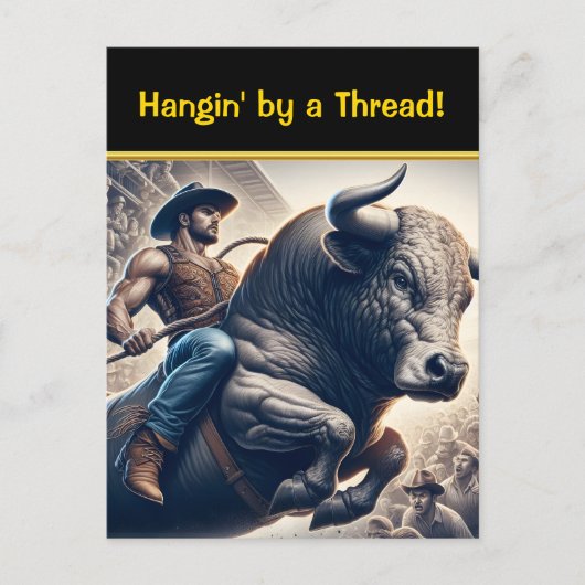 Cowboy Riding Bull in Arena Briefkaart (Voorkant)