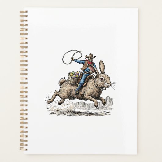 Cowboy Riding Easter Bunny Western Howdy Easter Fu Planner (Voorkant)