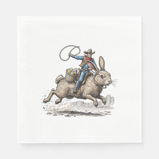 Cowboy Riding Easter Bunny Western Howdy Easter Fu Servet (Voorkant)