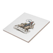 Cowboy Riding Easter Bunny Western Howdy Easter Fu Tegeltje (Zijkant)